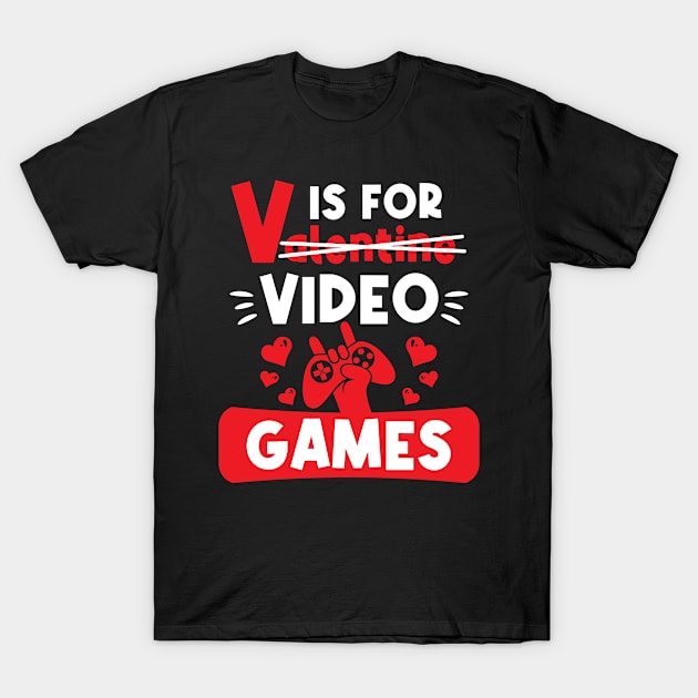 V Is For Video Game - Valentine Day T-Shirt by medabdallahh8